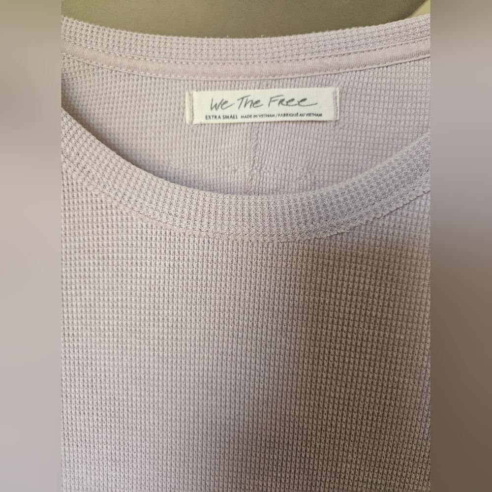 NWOT FREE PEOPLE We the Free Top Womens  Tasha Thermal PinkTwo Tone Snap Cuffs - Picture 8 of 10